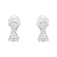 14KT White Gold 1/2 cttw Double Diamond Dangle Stud Earrings (H-I, I1-I2)