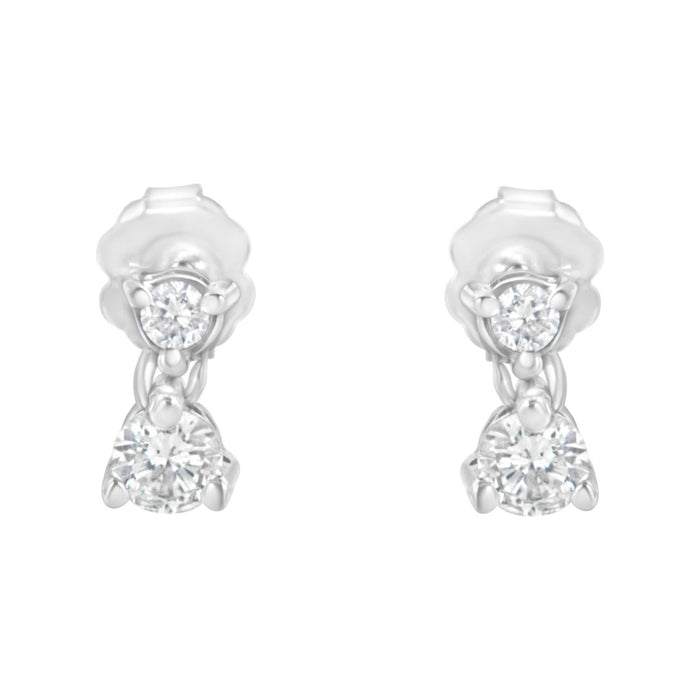 14KT White Gold 1/2 cttw Double Diamond Dangle Stud Earrings (H-I, I1-I2)