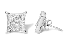 .925 Sterling Silver 3/4 Cttw Diamond Composite Curved Square Stud Earring (I-J Color, I3 Clarity)-2