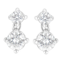 14K White Gold 1 cttw Double Diamond Stud Earrings (H-I Clarity, SI2-I1 Color)