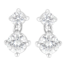 14K White Gold 1 cttw Double Diamond Stud Earrings (H-I Clarity, SI2-I1 Color)-2