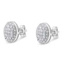 Sterling Silver Round Diamond Oval Cluster Earrings (1/2 cttw, I-J Color, I2-I3 Clarity)-2