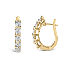 14k Yellow Gold 1/2 Cttw Diamond Cluster Hoop Earrings (H-I Color, SI2-I1 Clarity)-2
