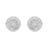 .925 Sterling Silver 1/4 Cttw Baguette and Round Diamond Swirl Love Knot Stud Earrings (I-J Color, I3 Clarity)