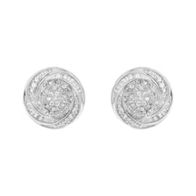 .925 Sterling Silver 1/4 Cttw Baguette and Round Diamond Swirl Love Knot Stud Earrings (I-J Color, I3 Clarity)-2