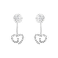 .925 Sterling Silver 1/4 Cttw Diamond Swirl Heart Front/Back Earrings (I-J Color, I2-I3 Clarity)