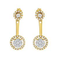 14K Yellow Gold Plated .925 Sterling Silver 5/8 Cttw Diamond Removable Stud and Dangle Earrings (I-J Color, I2-I3)
