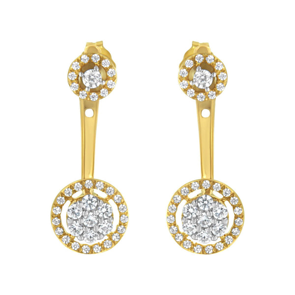 14K Yellow Gold Plated .925 Sterling Silver 5/8 Cttw Diamond Removable Stud and Dangle Earrings (I-J Color, I2-I3)