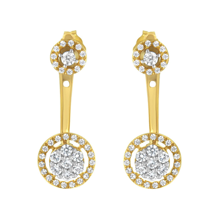 14K Yellow Gold Plated .925 Sterling Silver 5/8 Cttw Diamond Removable Stud and Dangle Earrings (I-J Color, I2-I3)