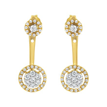 14K Yellow Gold Plated .925 Sterling Silver 5/8 Cttw Diamond Removable Stud and Dangle Earrings (I-J Color, I2-I3)-2