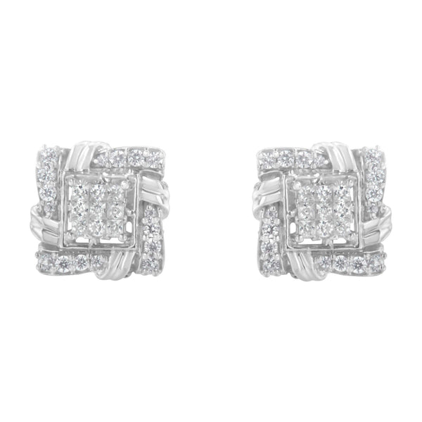 .925 Sterling Silver 1/2 Cttw Round-Cut Diamond Stud Earrings (I-J Color, I1-I2 Clarity)