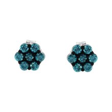 Sterling Silver Treated Blue Diamond Floral Stud Earrings (0.5 cttw, Blue Color, I2-I3 Clarity)-2