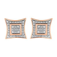 .925 Sterling Silver Diamond Accented 4-Stone Four Pointed Star Shaped Halo-Style Stud Earrings (H-I Color, I2-I3 Clarity)