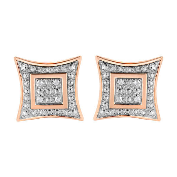 .925 Sterling Silver Diamond Accented 4-Stone Four Pointed Star Shaped Halo-Style Stud Earrings (H-I Color, I2-I3 Clarity)