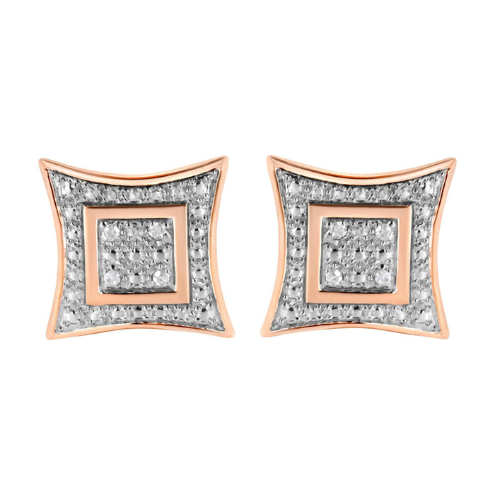 .925 Sterling Silver Diamond Accented 4-Stone Four Pointed Star Shaped Halo-Style Stud Earrings (H-I Color, I2-I3 Clarity)
