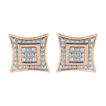 .925 Sterling Silver Diamond Accented 4-Stone Four Pointed Star Shaped Halo-Style Stud Earrings (H-I Color, I2-I3 Clarity)-4