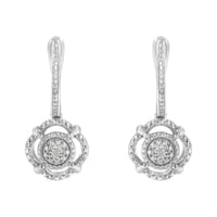 .925 Sterling Silver Miracle-Set Diamond Accent Drop and Dangle Earrings (I-J Color, I3 Clarity)