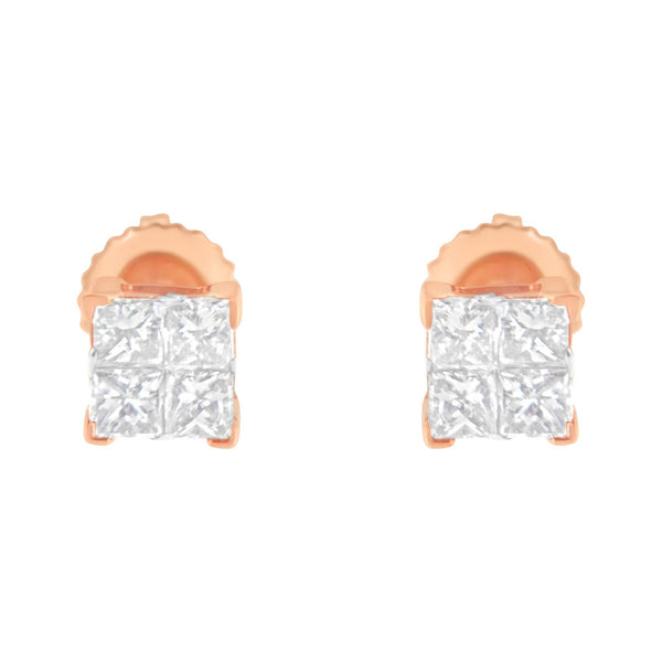10K Gold Princess Diamond Composite Stud Earring (1/2 cttw, I-J Color, I1-I2 Clarity)