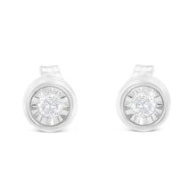 .925 Sterling Silver 1/5 Cttw Round Brilliant-Cut Near Colorless Diamond Miracle-Set Bezel Barrel Style Stud Earrings (I-J Color, I2-I3 Clarity)-2