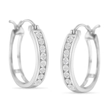 .925 Sterling-Silver Diamond Accent Channel Set Style Hoop Earring (I-J Color, I3 Clarity)-2