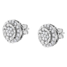 Sterling Silver Diamond Cluster Earrings (1 cttw, I-J Color, I2-I3 Clarity)-2
