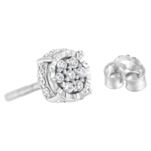 .925 Sterling Silver 1/3 cttw Round-cut Diamond Floral Stud Earring (I-J Clarity, I3 Color)-2