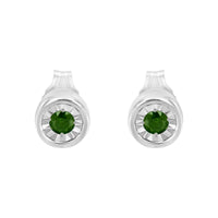 .925 Sterling Silver 1/5 Cttw Round Brilliant-Cut Green Diamond Miracle-Set Stud Earrings (Fancy Color-Enhanced, I1-I2 Clarity)