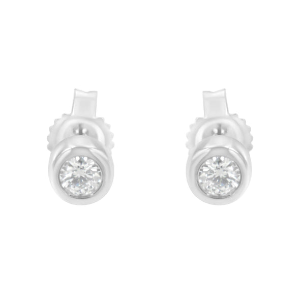 10K Gold 0.15 Cttw Round Brilliant-Cut Near Colorless Diamond Bezel-Set Stud Earrings (H-I Color, I1-I2 Clarity)