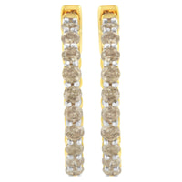 10K Yellow Gold Plated Sterling Silver Diamond Hoop Earrings (2 cttw, K-L Color, I2-I3 Clarity)