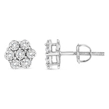 14K White Gold 1/2 cttw Round-Cut Diamond Floral Stud Earrings (I-J Color, SI2-I1 Clarity)-2