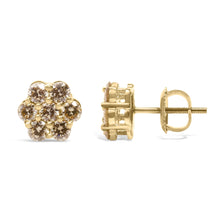 14K Yellow Gold 1.0 Cttw Diamond Floral Stud Earrings (J-K Color, VS2-SI1 Clarity)-2