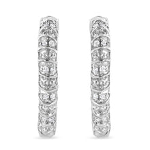 .925 Sterling Silver 1/2 Cttw Diamond Wire Cage Style Hoop Earring (I-J Color, I2-I3 Clarity)-2