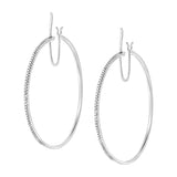 .925 Sterling Silver Diamond Accent Medium Sized Hoops Earrings (I-J Color, I2-I3 Clarity)-2 thumbnail 3