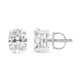 14K White Gold Lab Grown Oval Solitaire Diamond Stud Earrings (F-G Color, VS2-SI1 Clarity)-4 thumbnail 5