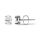 14K White Gold Prong Set Lab Grown Oval Diamond Solitaire Stud Earring (F-G Color, VS1-VS2 Clarity)-2 thumbnail 3