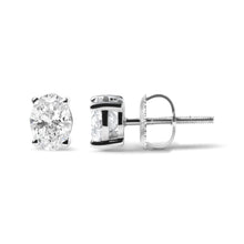 14K White Gold Prong Set Lab Grown Oval Diamond Solitaire Stud Earring (F-G Color, VS1-VS2 Clarity)-4