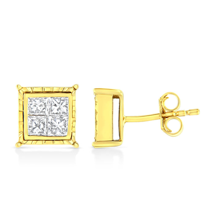 14K White Gold 1/2 Cttw 4-Prong Set Brilliant Round-Cut Solitaire Lab Grown Diamond Push Back Stud Earrings (E-F Color, VVS2-VS1 Clarity)