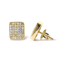 14K Yellow Gold 1/2 Cttw Diamond Square Shaped Composite Cluster Stud  Earrings (I-J Color, I1-I2 Clarity)-2