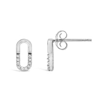 925 Sterling Silver 1/10 Diamond Diamond Paperclip Stud Earrings (H-I Color, I2-I3 Clarity)-2
