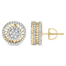 10K Yellow Gold 1.00 Cttw Diamond Halo Radiant Sunburst Stud Earrings (I-J Color, I2-I3 Clarity)-2