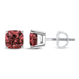 14K White Gold Lab Grown Pink Cushion 4-Prong Set Classic Diamond Solitaire Stud Earrings (Pink Color, VS1-VS2 Clarity)-4 thumbnail 5