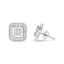 10K White Gold 5/8 Cttw Diamond Square Shaped Composite Stud Earrings (I-J Color, I1-I2 Clarity)-2