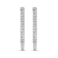 14K White Gold 1.0 Cttw Princess Diamond Inside Out Hoop Earrings (H-I Color, I1-I2 Clarity) - 23 MM