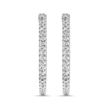 14K White Gold 1.0 Cttw Princess Diamond Inside Out Hoop Earrings (H-I Color, I1-I2 Clarity) - 23 MM-2