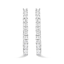 14K White Gold Natural Princess Cut Diamond Inside Out Hoop Earrings (G-H Color, SI2-I1 Clarity)-4
