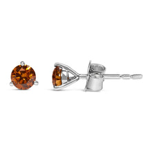 14K White Gold 1/2 Cttw Lab-Grown Round Brilliant-Cut Colored Diamond Classic 3-Prong Martini set Stud Earrings (VS1-VS2 Clarity)-2