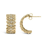 14K Yellow Gold Plated .925 Sterling Silver 1/3 Cttw Diamond and Ball Bead J Hoop Earrings (H-I Color, I1-I2 Clarity)-2 thumbnail 3