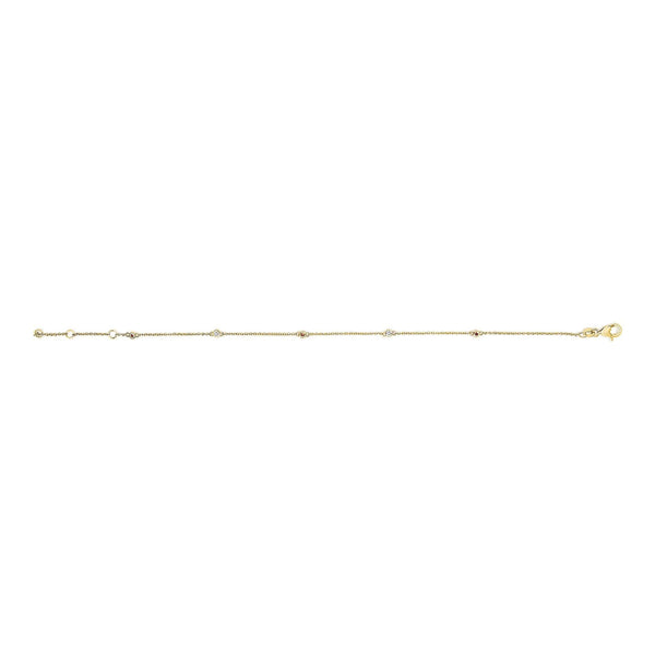 14K Yellow Gold Alternating Red Ruby and White Diamond Bezel Station Chain Bracelet (I-J Color, SI2-I1 Clarity) - 7.5