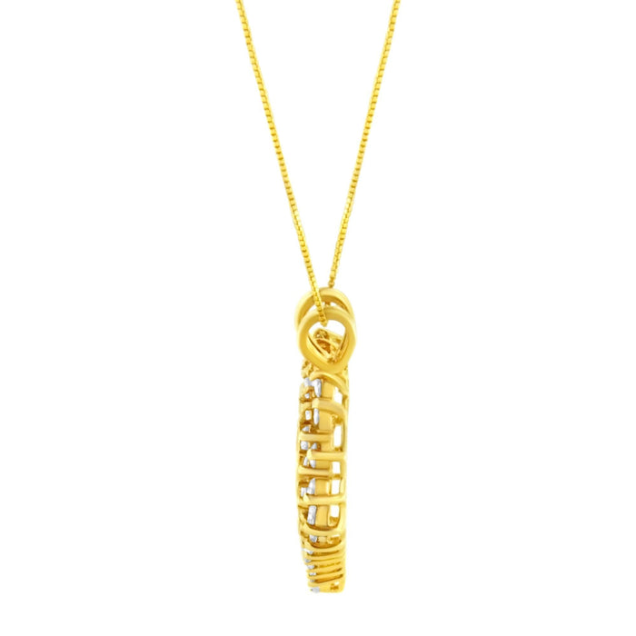 14K Yellow Gold Plated .925 Sterling Silver Brilliant-Cut Diamond Open Heart 18