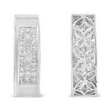 14K Gold 1/2 Cttw Invisible Set Princess Cut Diamond Vertical Bar Block Pendant 18